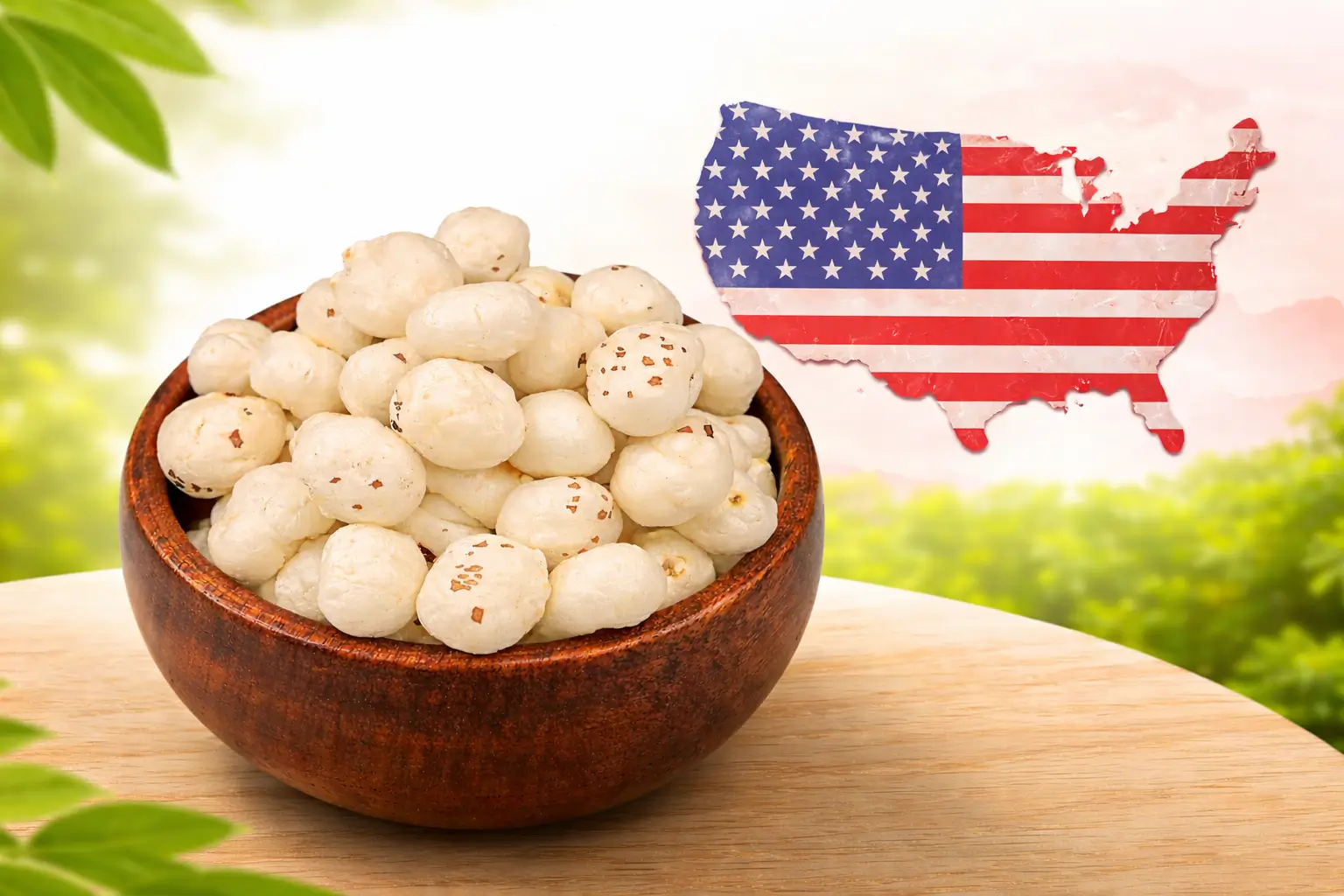 Fox nuts with U.S. map backdrop