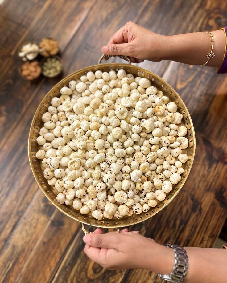 Premium Mithila Makhana foxnuts in a golden bowl